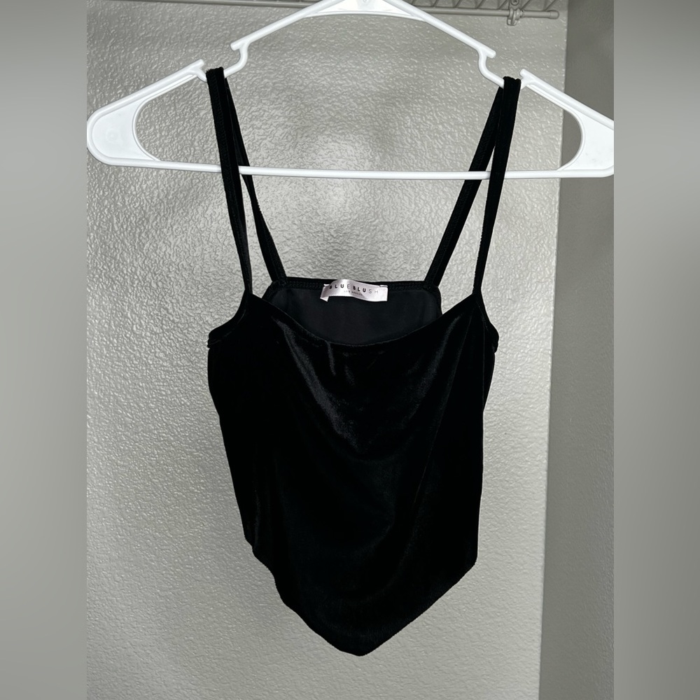 Blue Blush Black Cropped Tank